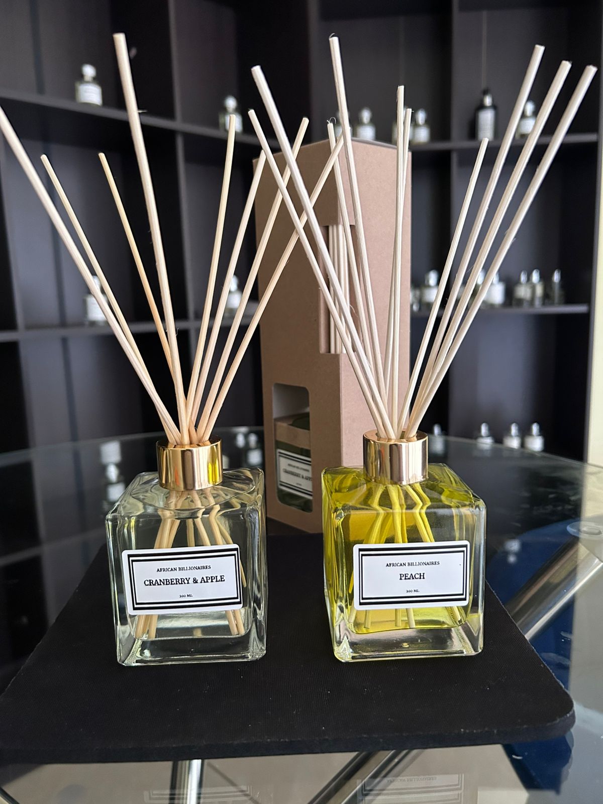 Peach and Cranberry & Apple reed diffusers combo - two 200ml bottles